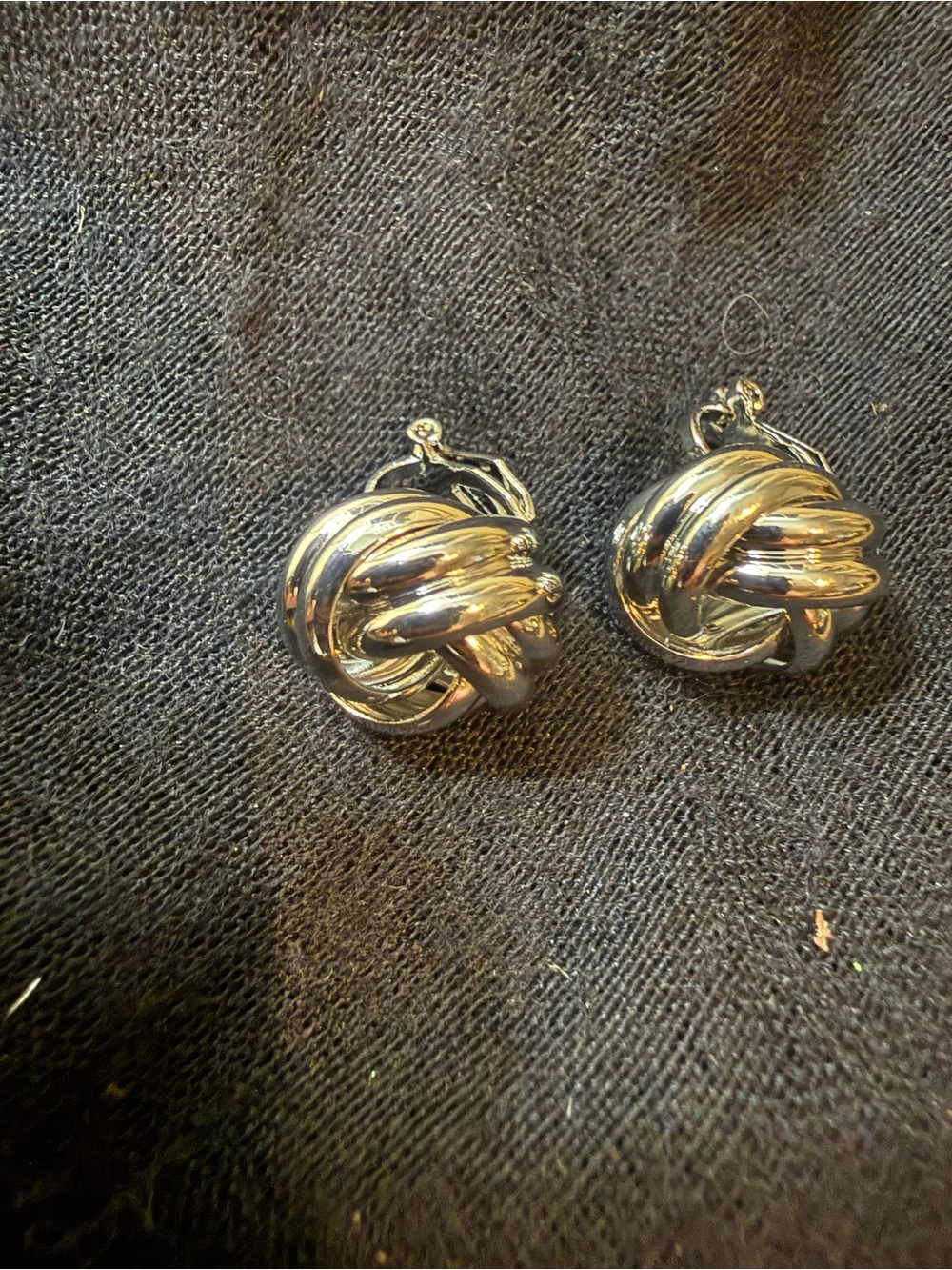 Vintage Gold Tone Knot Clip-On Earrings